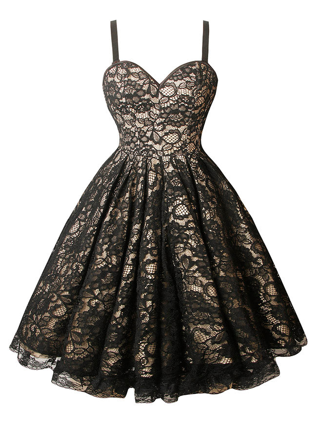 Gothic Spaghetti Straps Sleeveless Pleated Lace Up Corset Dress Black / L/Fit Waist 28.3
