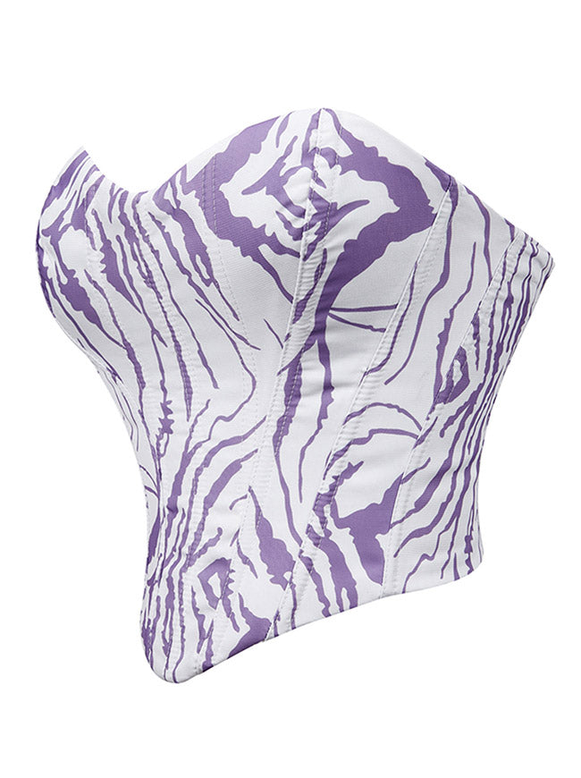 Bustier Goth Zebra Print Crop Top Streetwear Bustier Tops Side View