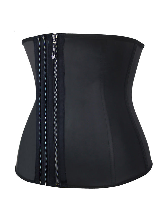 Latex Steel Boning Zipper Firm Control Underbust Waist Cincher Corset