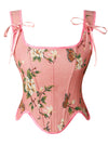 Vintage Floral Embroidery Waist Cincher Overbust Corset Bustier Tops with Straps Main Image