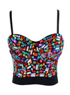 Fashion High Quality Casual All-match Halloween Colorful Rhinestone Crop Lady B Cup Strapless Sport Bra Main View