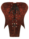 Charmian Women's Vintage Strapless Floral Front Tie Overbust Bustier Corset Vest Brown Main Image