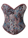 Charmian Women's Vintage Daisy Floral Print Lace Up Overbust Corset Bustier Top Purple Main Image