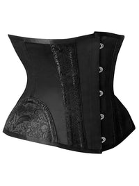 Black Steel Boned Underbust Waist Training Short Torso Corset Side View