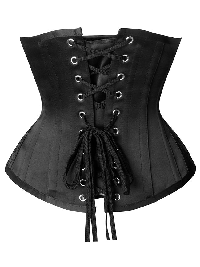 Steampunk Gothic Retro Classic Lace Up Underbust Steel Boned Hourglass Corset Top Back View