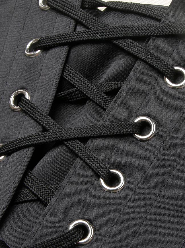 Retro Underbust Slimming Steel Boned Lace Up Waist Cincher Corst Top Detail View