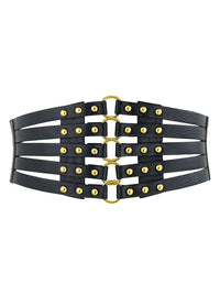 Vintage Fashion Faux Leather Rivet Elastic Waist Cinch Belt Main Image