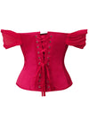 Elegant Red Waist Trainer Renaissance Off Shoulder Strapless Cute Corset Back View