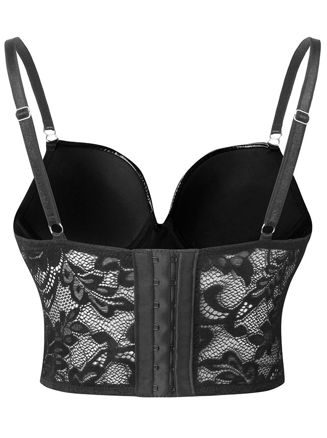 V Neck Shiny Top Black Concert Top Detail View