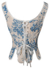 Women Victorian Overbust Corset Tie Front Bustier Tops Detail View