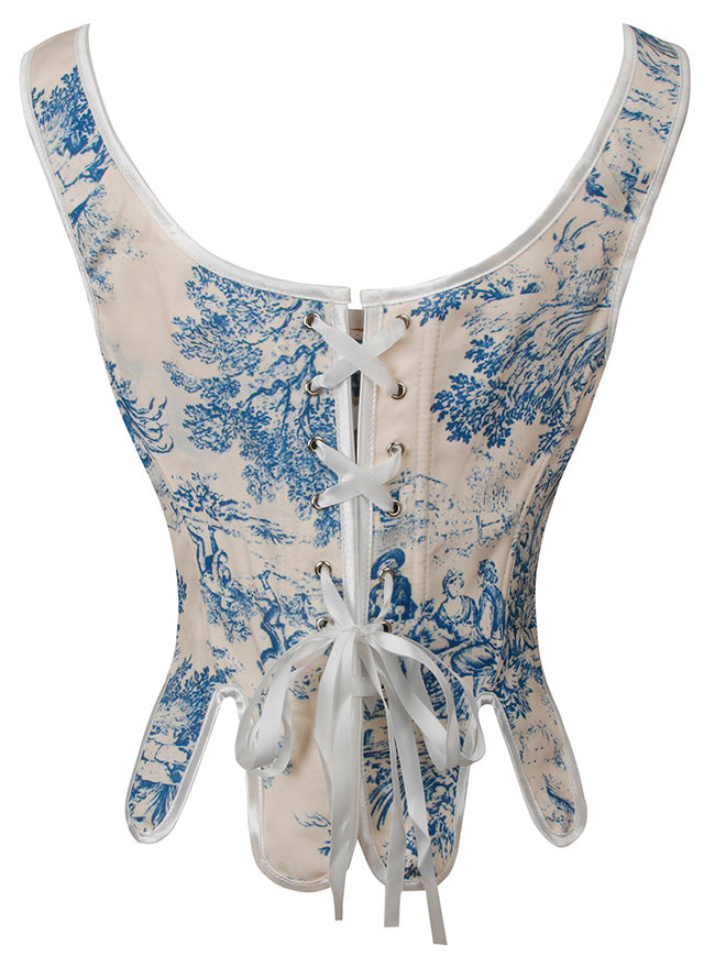 Women Victorian Overbust Corset Tie Front Bustier Tops Detail View