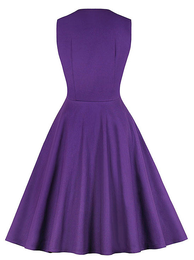 Vintage Sleeveless Polka Dot Party Dress Back View