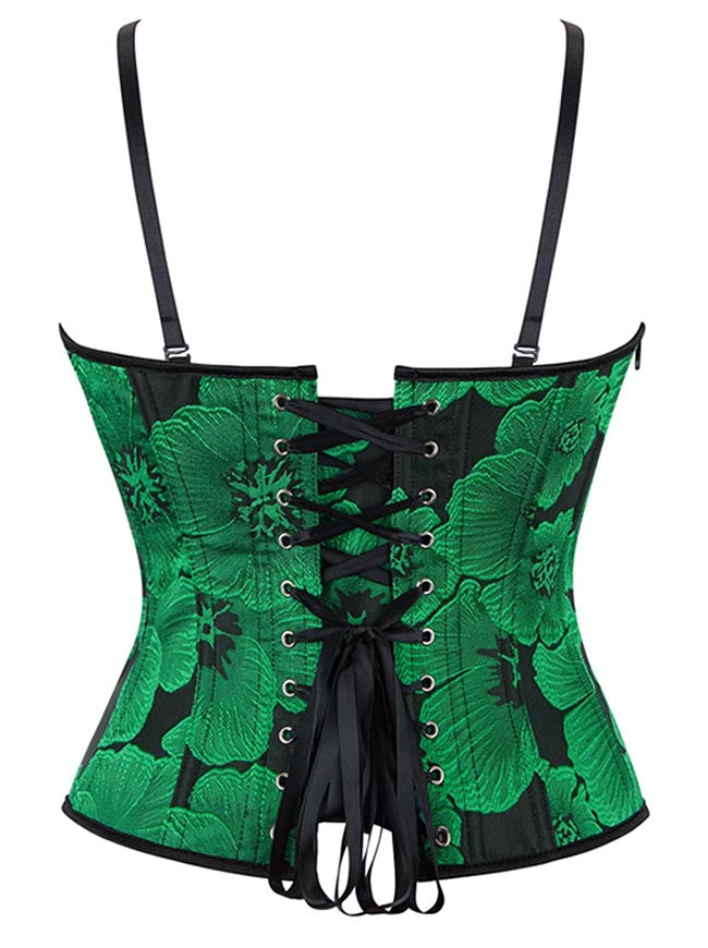 Floral Embroidery Corset Top for Women Going Out Corset Lace Up Detail View