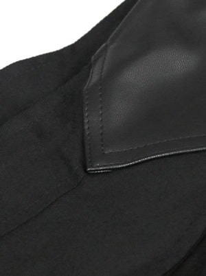 Gentlemen Steampunk Victorian Faux Leather Clasp Closure Patchwork Waistcoat Vest Detail View