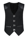 Steampunk Victorian Faux Leather Patchwork Waistcoat Casual Vest