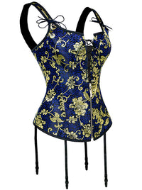 Garters ilə Steampunk Vintage Bustier Fermuar korsetdən yuxarı krujeva