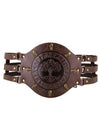 Charmian Mens Gothic Viking Leather Wide Belt Medieval Embossed Knight Corset Waist Belt Dark Brown Main Image