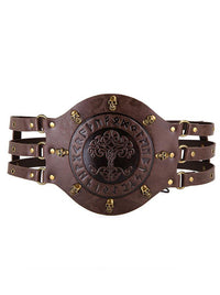 Charmian Mens Gothic Viking Leather Wide Belt Medieval Embossed Knight Corset Waist Belt Dark Brown Main Image