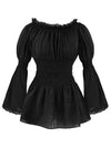 Long Sleeve Off Shoulder Lace Trim Blouse Tops Main Image