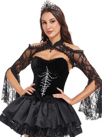 Lace Evil Queen Raven Costume Cosplay Victorian Jacket Shrug Back View