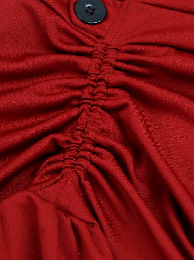Steampunk Victorian Gothic Elastic Lace Trim Ruched High Low Skirt Detail View