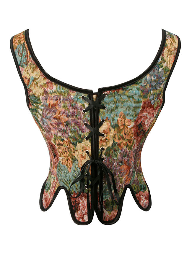 Boned Overbust Corset Renaissance Vest Detail View