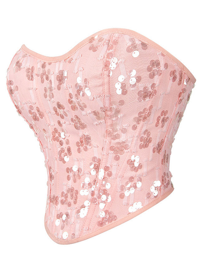 Pink Bustier Topfor Women Back View