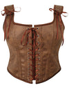 Charmian Women's Faux Suede Renaissance Pirate Costume Overbust Bustier Corset Top Brown Main Image