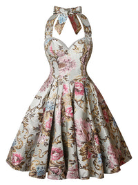 فستان كورسيه بدون أكمام مزين بالزهور من الخمسينيات من القرن الماضي، الصورة الرئيسية متعددة الألوان