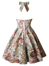 1950s Vintage Rococo Baroque Sleeveless Corset Dress Back View