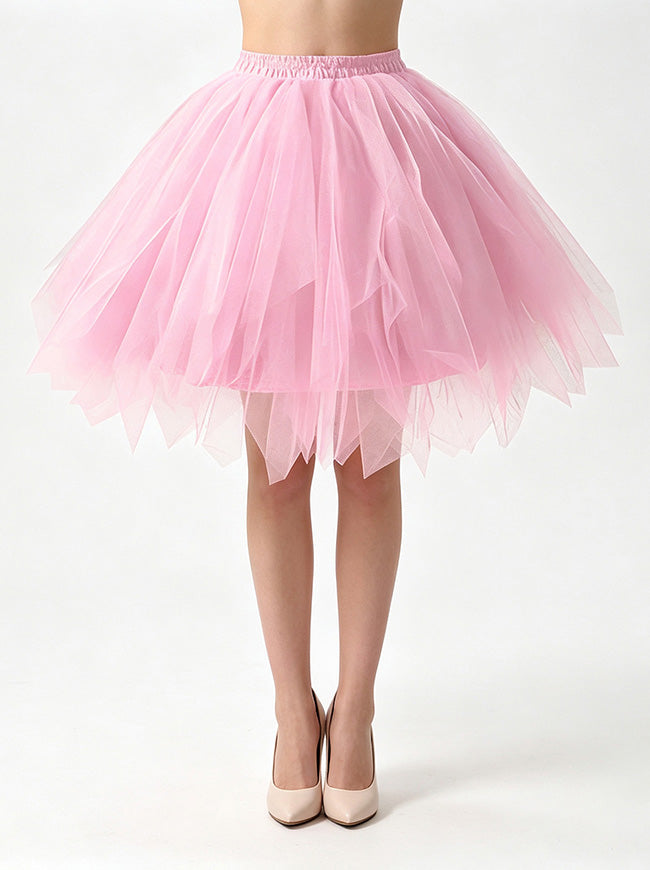 Lovely Retro Fluffy Layered Mesh Princess Pettiskirt Tulle Underskirt Ballet Skirt with Elastic Waist Model View