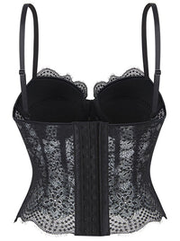 Women Boned Push Up Corset Top with Straps Back View