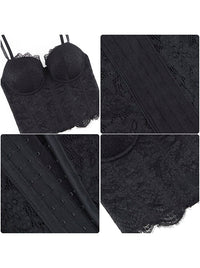 Black Sexy Lace Corset Tops for Women Detail View