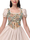Vintage Renaissance Floral Lace Up Corset Side View