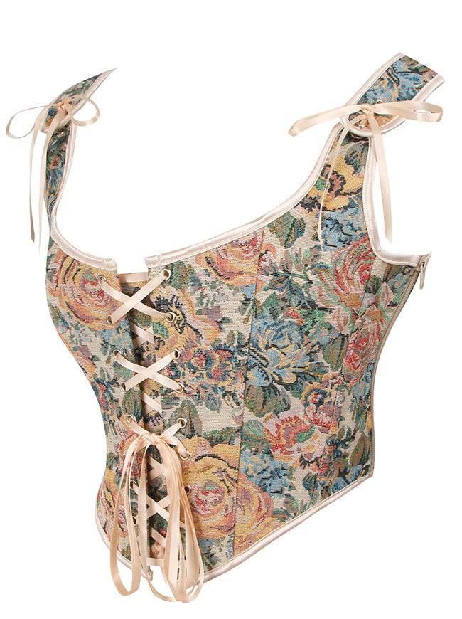Women Boned Overbust Corset Top Bustier Back View
