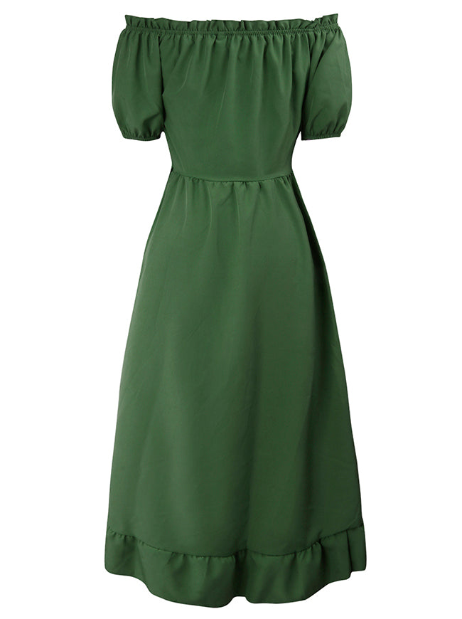 green off the shoulder dress casual Casual Sage Green Off The Shoulder Tulle Boho Prom Dress