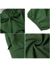Women Puff Sleeve Dress Forest Green Detail View