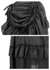 Showgirl Renaissance Plus Size High Low Juniors Black Dance Party Elastic Skirt Detail View