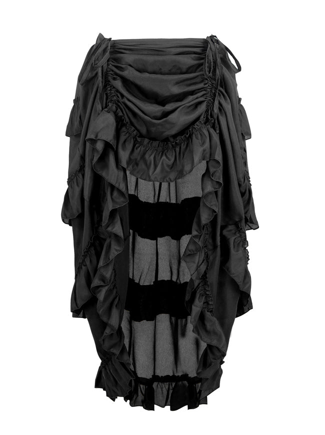 Steampunk Gothic High Low Cyberpunk Skirt Black Main Image