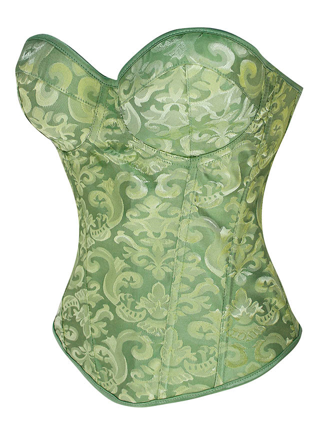 Retro Elegant Waist Training Olive Green Hourglass Bodice Corset Tank Top Side View