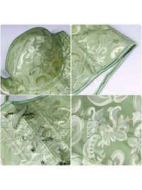 Renaissance Elegant Sweetheart Olive Green Floral Bustier Corset Tank Top Detail View