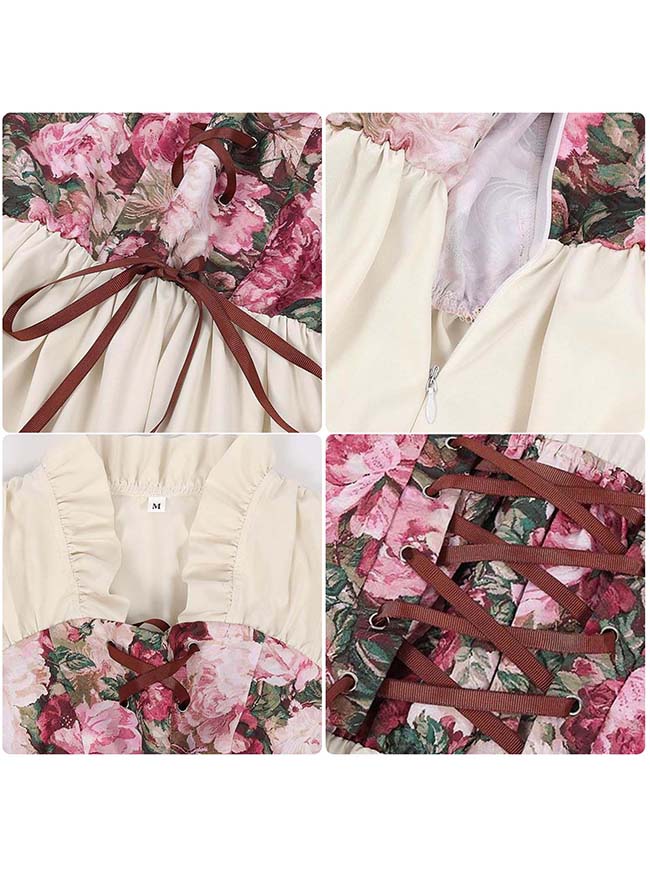 Womens Cotton Dress Ren Faire Dress with Ruffles Side View