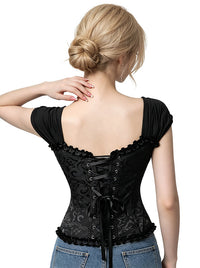 Top corsé victoriano renacentista con cordones para mujer (vista lateral)