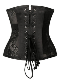 Elegant Female Mesh Spiral Steel Boned Underbust Corset Tops Back View