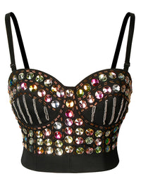 Damen-Bustier-Korsett-BH mit Strassperlen und Glitzer, Club-Party-Crop-Top, Hauptansicht