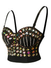 Rhinestore Bras Crop Top Bra with Chains Clubwear Bra  Side View