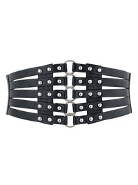 Vintage Retro Fashion Faux Leather Steampunk Rivet Elastic Waist Cinch Belt Main Image