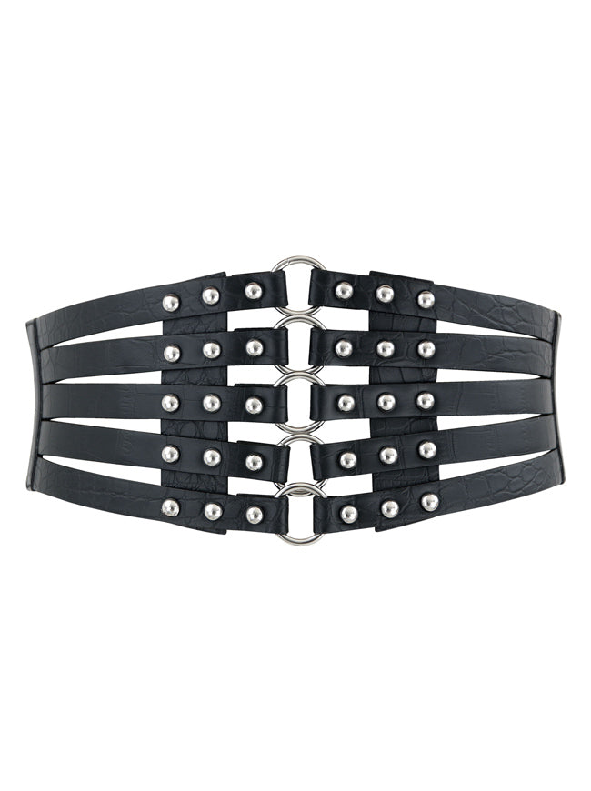 Vintage Retro Fashion Faux Leather Steampunk Rivet Elastic Waist Cinch Belt Main Image