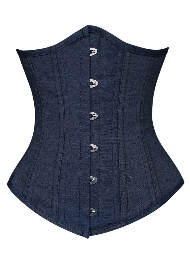 26 Spiral Steel Bones Denim Waist Cincher Body Shaper Corset