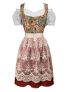 Charmian Women's 3-Piece Bavarian Dirndl Dress Renaissance Vintage Floral Oktoberfest Costume Red Main Image
